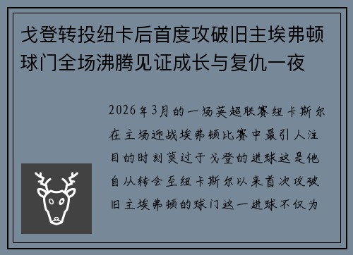 戈登转投纽卡后首度攻破旧主埃弗顿球门全场沸腾见证成长与复仇一夜 戈登转投纽卡后首度攻破旧主埃弗顿球门全场沸腾见证成长与复仇一夜